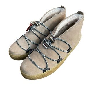 Free People Snowdrop Micro Tan Suede and Shearling Bootie